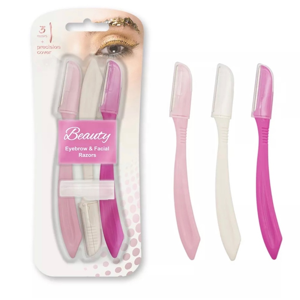 Stainless Steel Sharp Safe Blade Brow/Facial Razor for Women (3-pack)